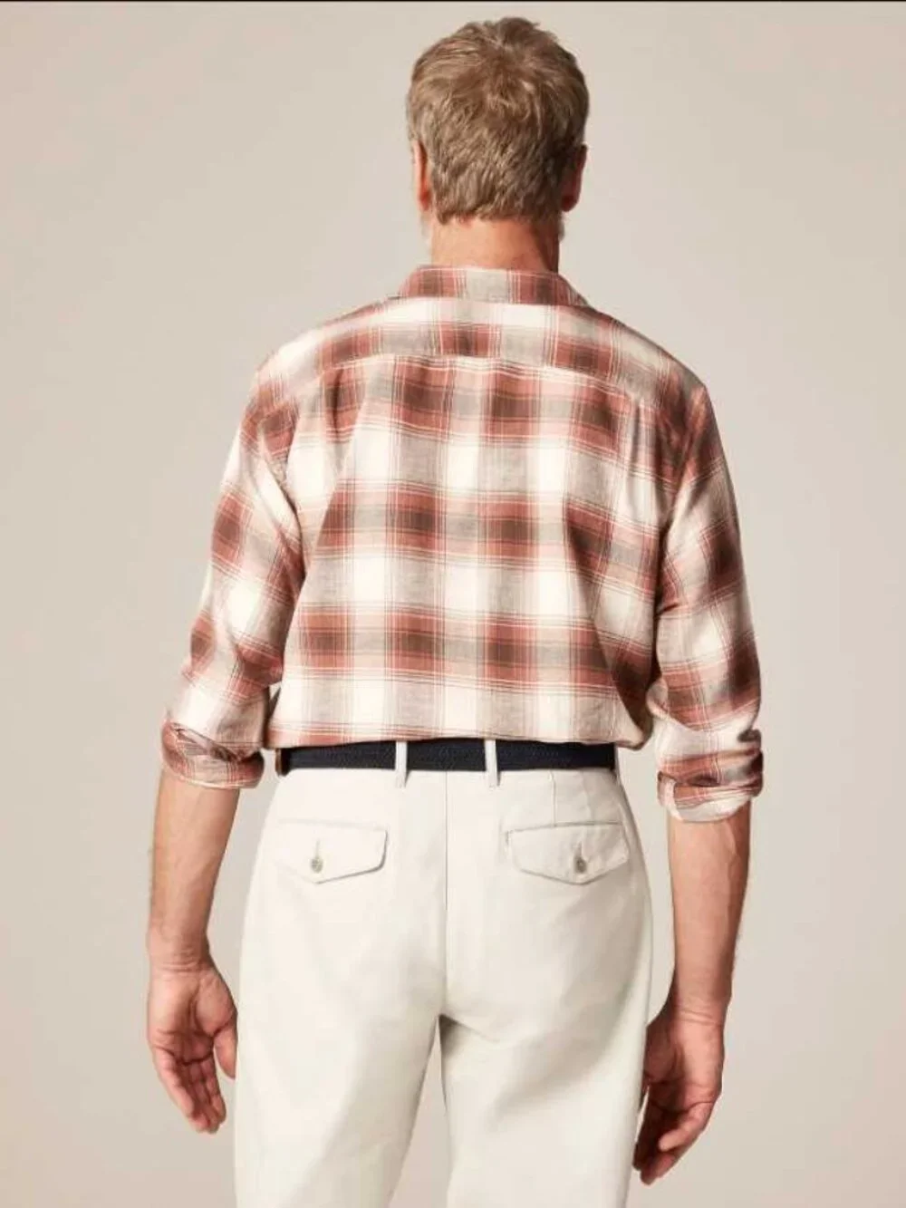 New XL J.Crew cotton hemp blend twill camp collar plaid shirt Sage Pink Brown